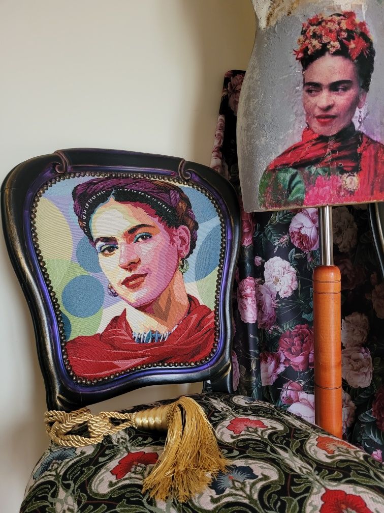 Krzesła (2+2szt).Frida Kahlo boho chic arcydzieło