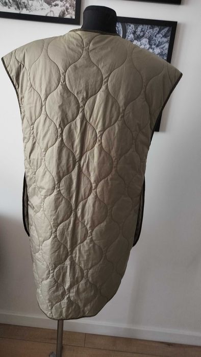 Kamizelka bezrękawnik damski 42 długa ocieplana pikowana H&M oliwkowa