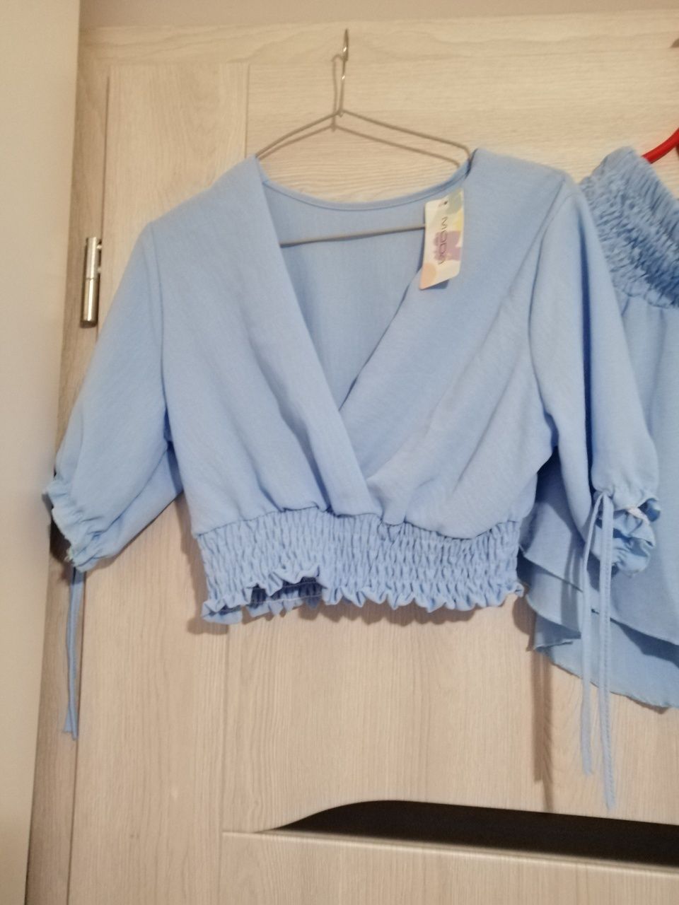 Nowy komplet zestaw top bluzka i spodenki baby blue xs s m L