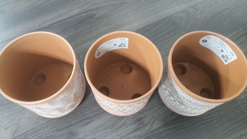 Zestaw 3 doniczek etniczne we wzory Boho rustykalne