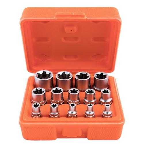 Alloid. Набор головок торкс 1/4"-3/8"-1/2"DR, Е4-Е24, 14 предметов