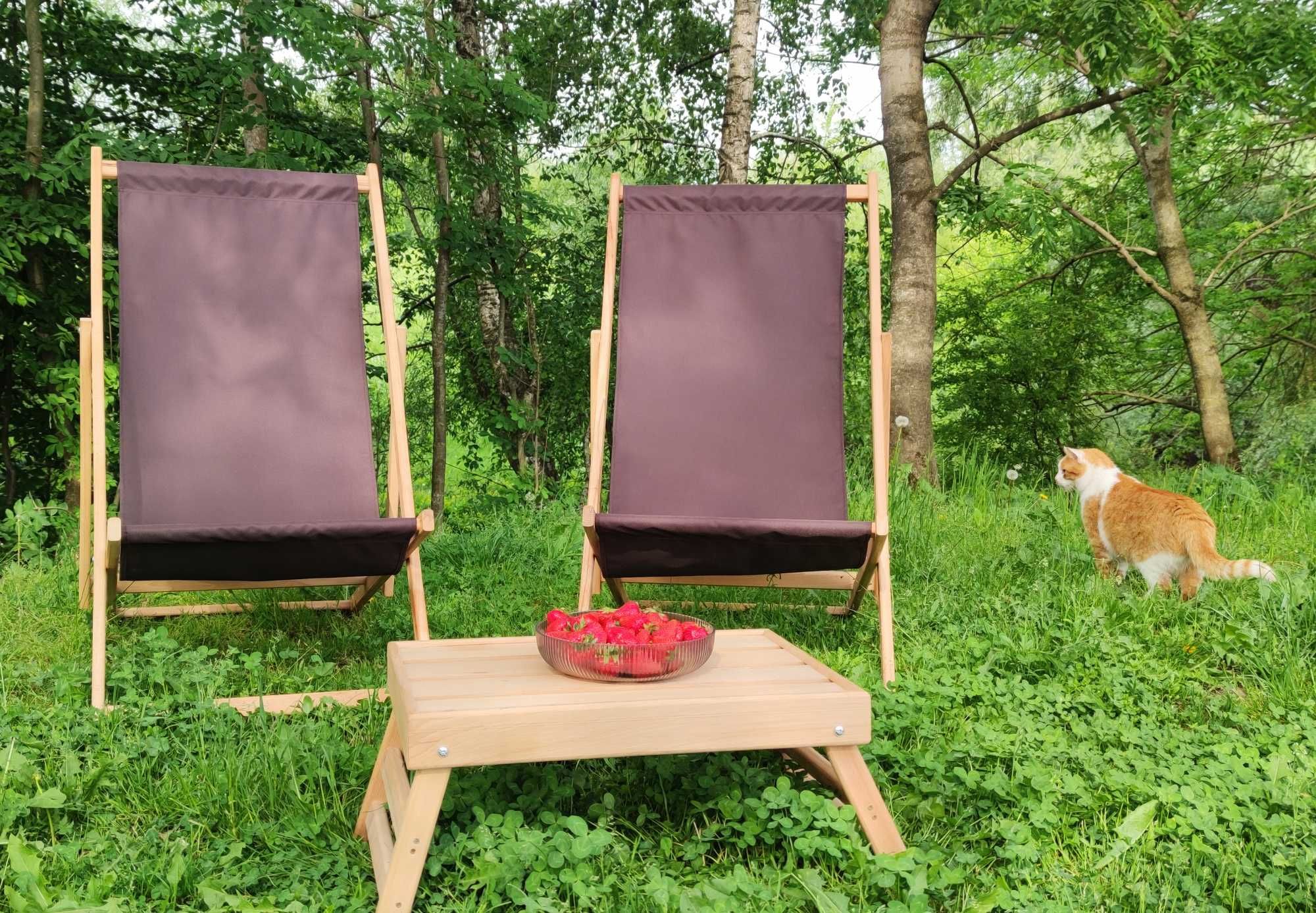 Крісло-шезлонг, розкладний шезлонг дерев'яний для відпочинку