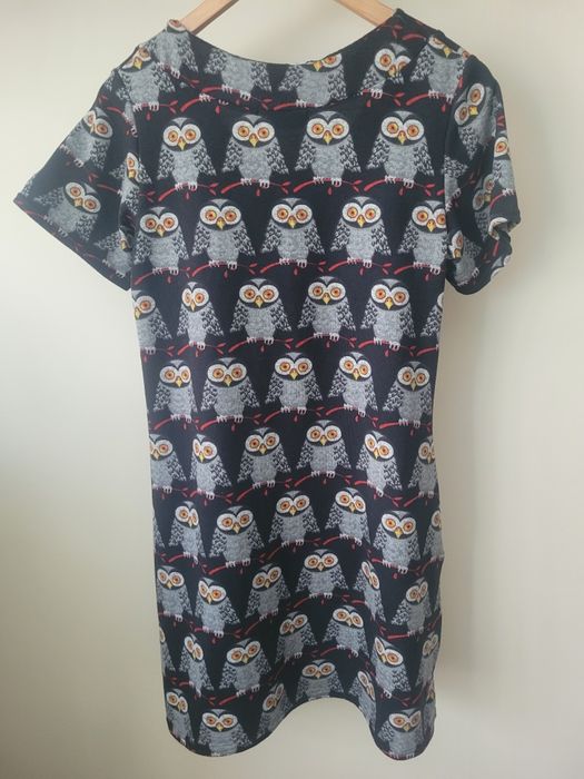 Sweterkowa tunika w sowy Happi ,unikatowa,XL(42)