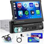 Radio samochodowe 1 Din Carplay Android Auto ekranem wysuwanym 7 cali