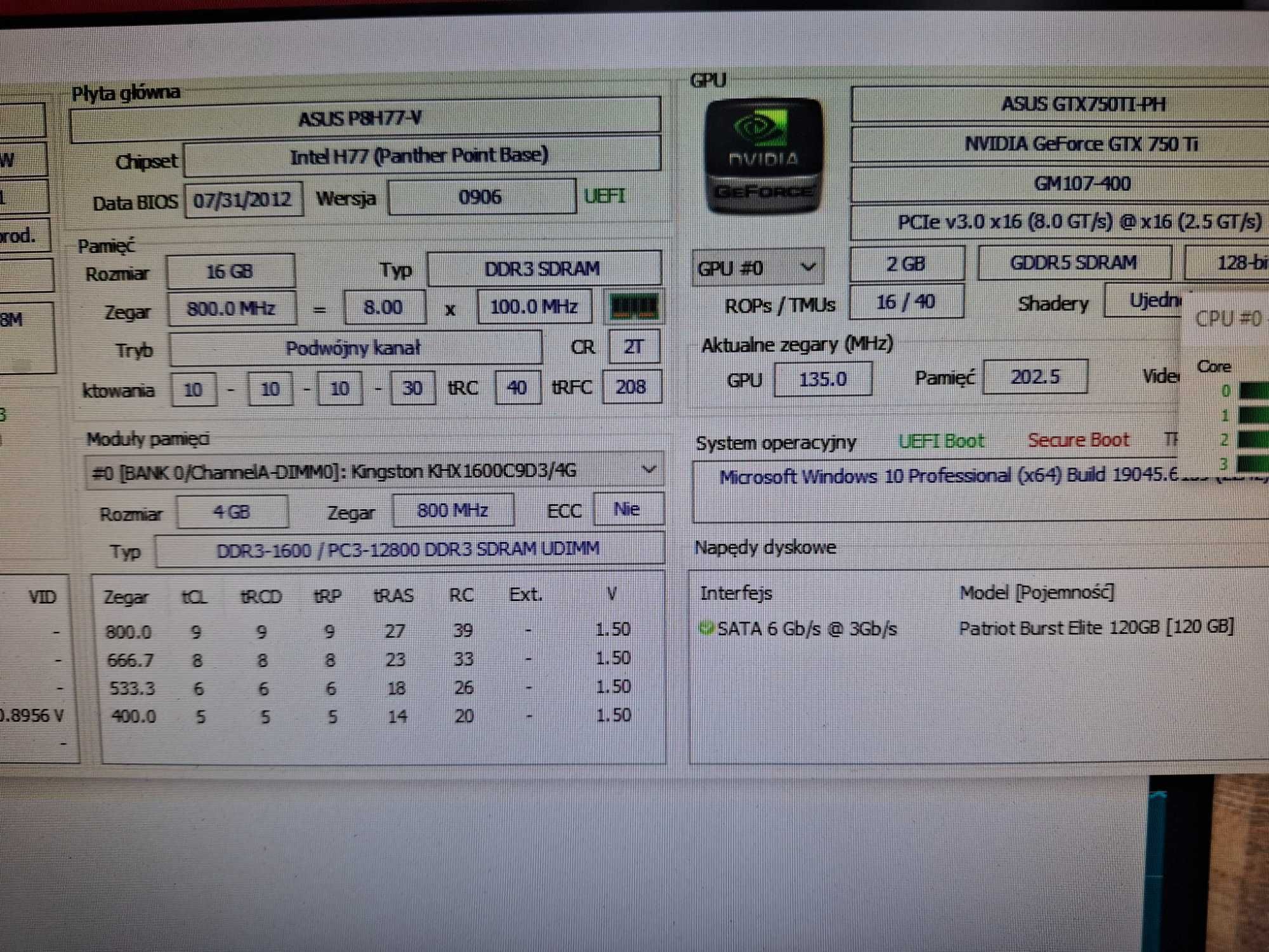 Komputer i7 3gen 16 GB RAM Asus P8H77-V GF750TI 120GB SSD Chieftec W10