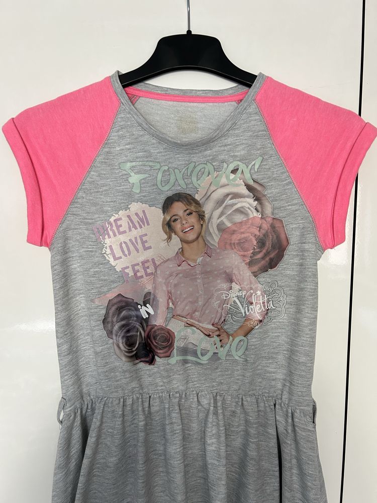 Szara Sukienka dla dziewczynki Disney Violetta Rozmiar 140/146