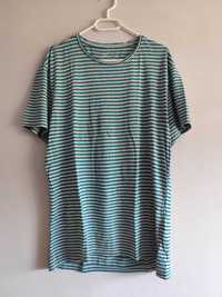 Szaro zielony t-shirt w paski Basic H&M