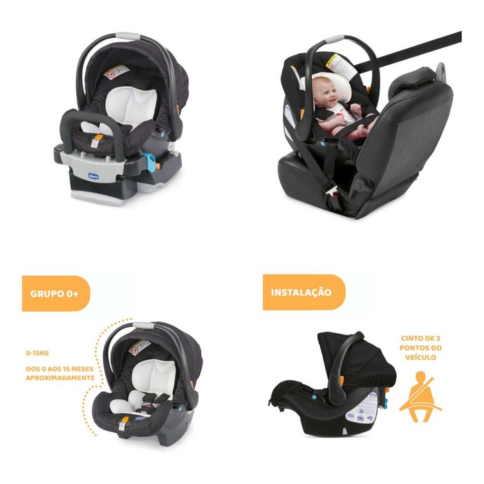 Vendo Carrinho + Ovo com base de fixação CHICCO