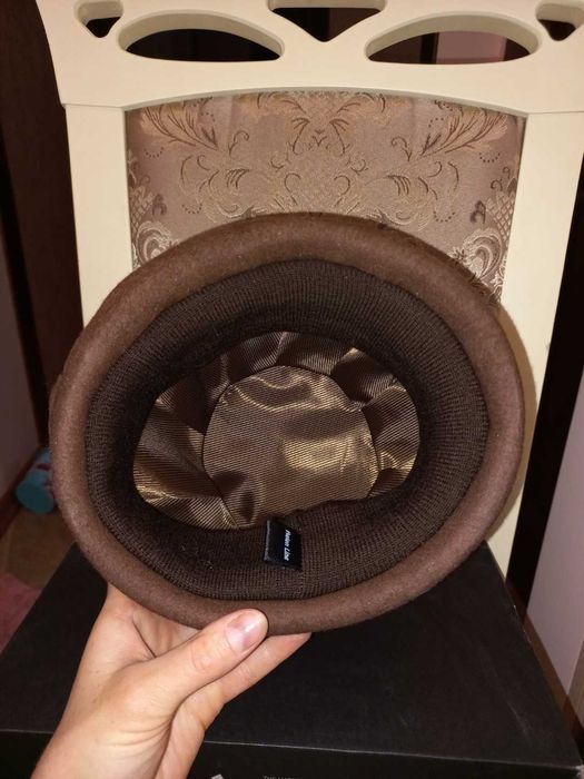 Фетрова жіноча шляпка, берет, капелюх Helen Line, коричневий, 54-55 см