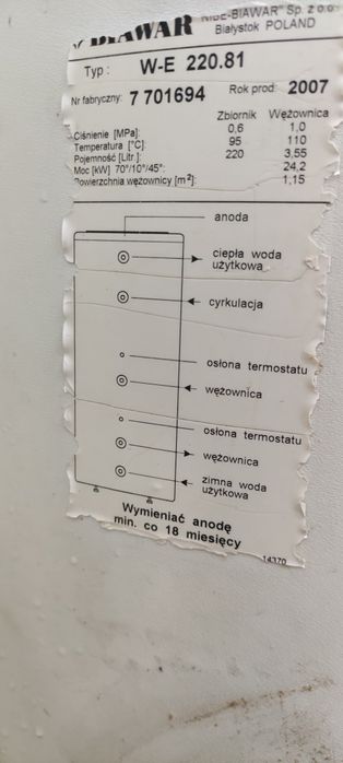 Zasobnik cwu 220 litrów