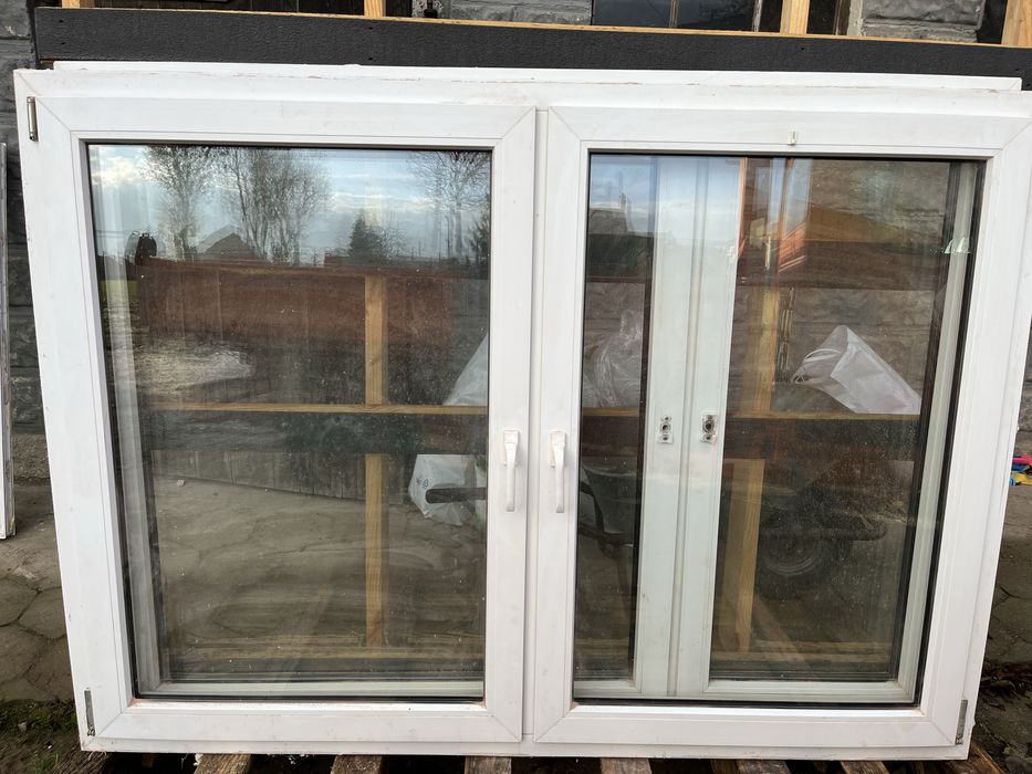 Okna po demontażu, białe, pcv, dwuszybowe 185x140cm