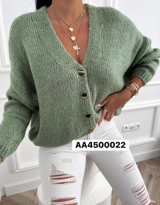 Sweter oversize złote guziki Kolory