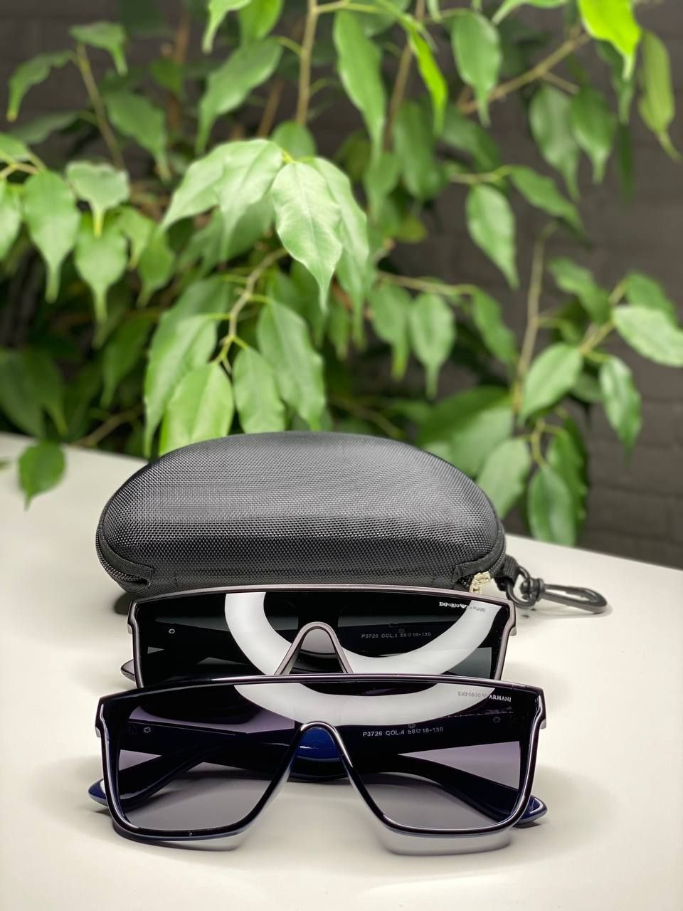 Мужские солнцезащитные очки маска Emporio Armani черные Polarized