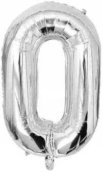 Balon Cyfra 0 Urodzinowy 100cm Srebrny Duży M422
