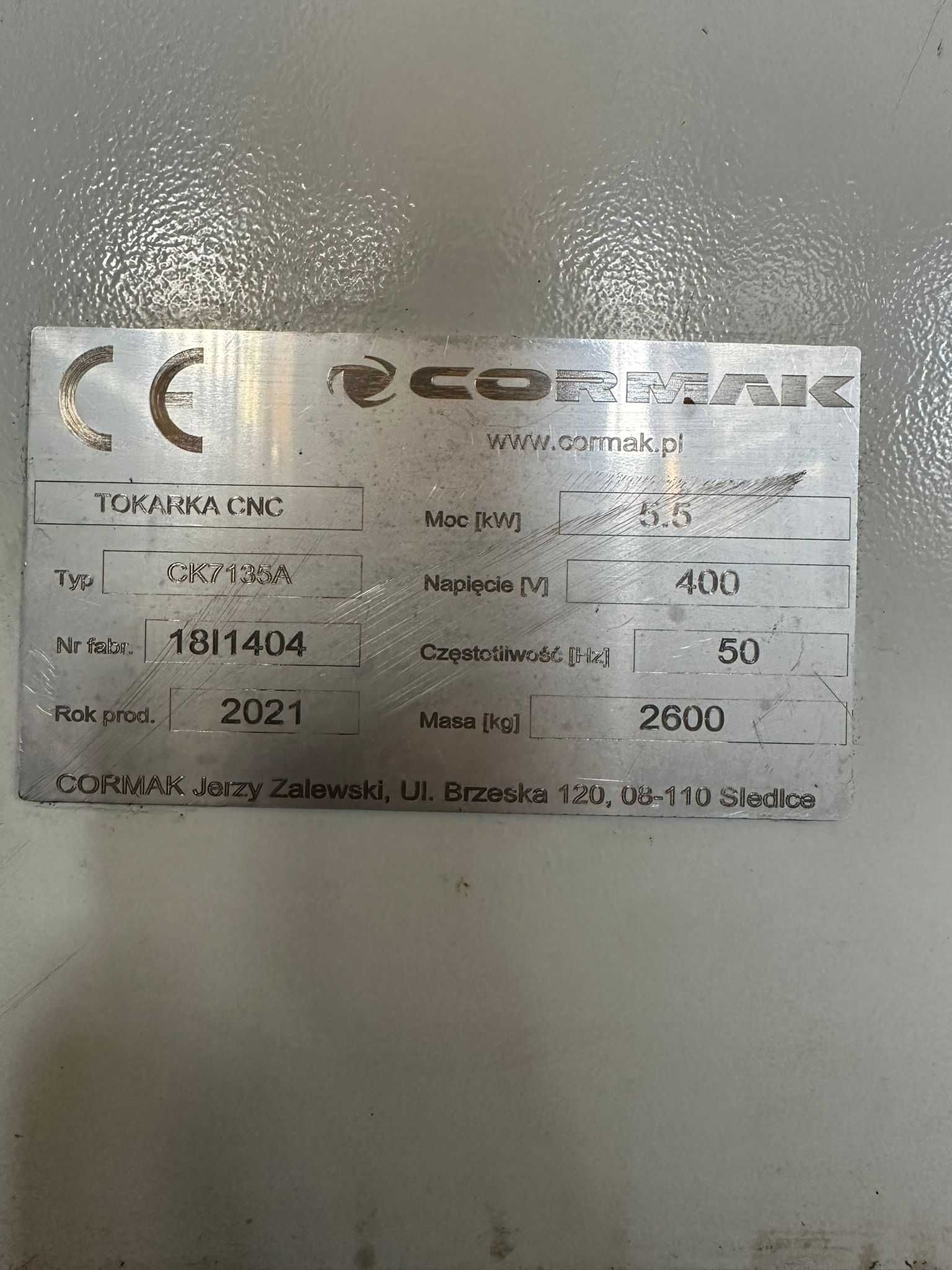 Tokarka CNC Numeryczna Sterowana Numerycznie Automat Cormak SINUMERIK