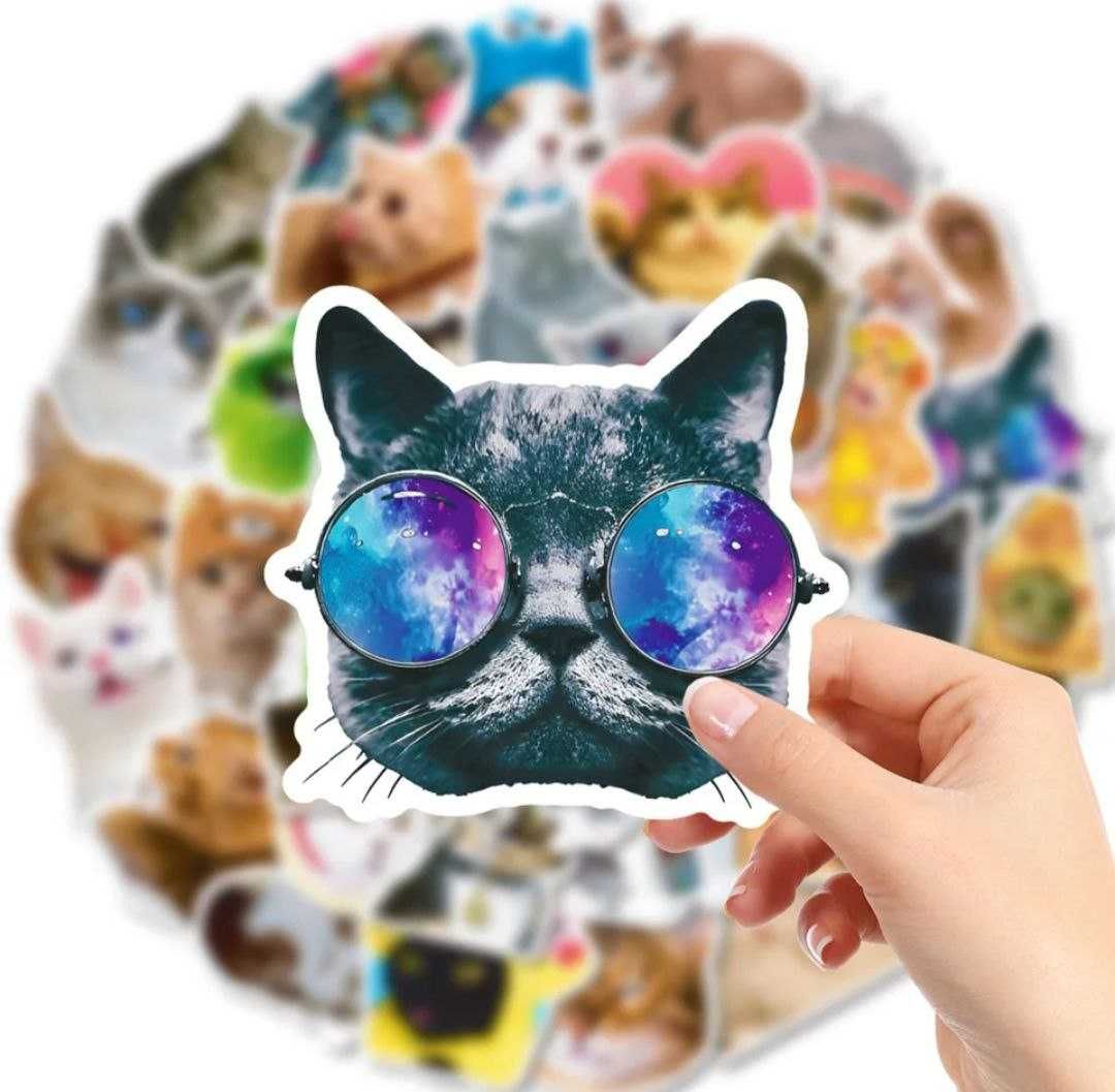 Виниловые наклейки коты мемные стикеры стикерпак котики мемы милые