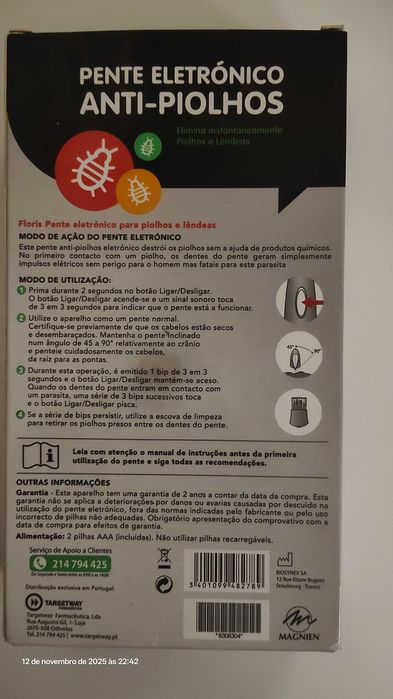 Pente eletrônico anti piolhos