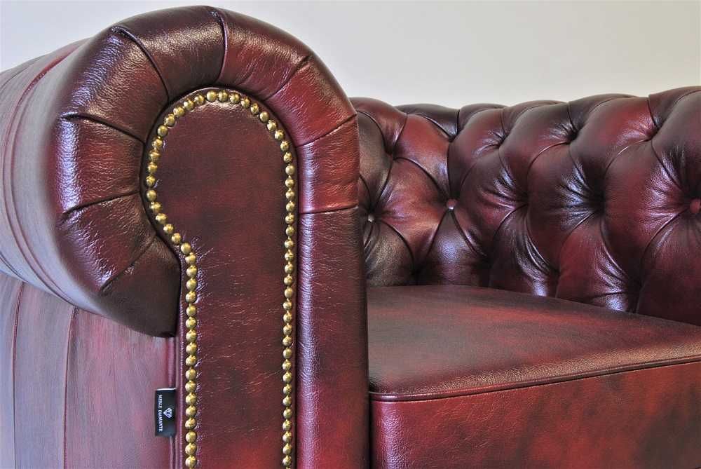 Sofa Pikowana Classic 3 osobowa wykonana z naturalnej skóry