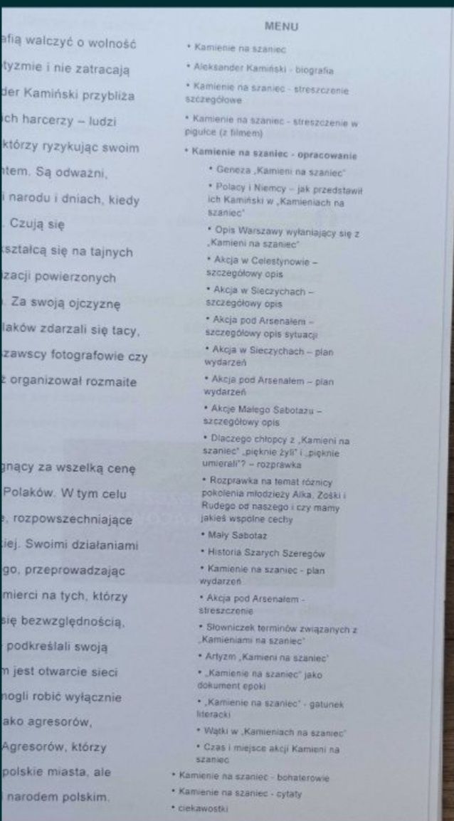 streszczenie szczegółowe lektury pt:"Kamienie na szaniec"