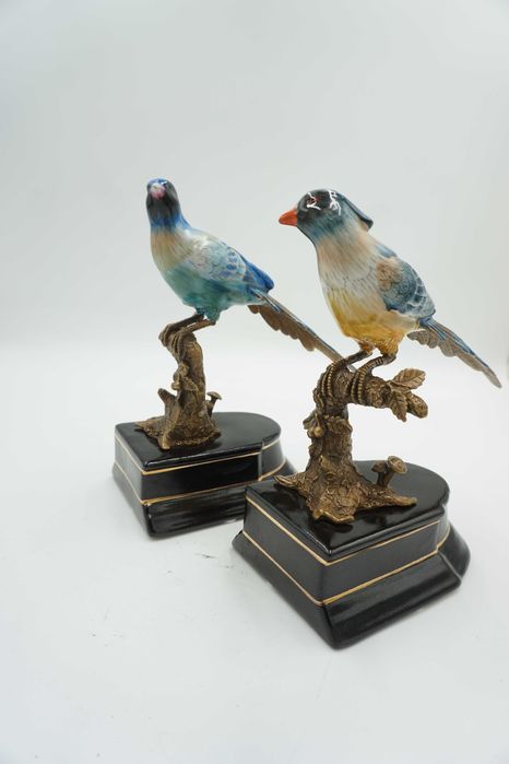 PODPÓRKI pod książki porcelana z brązem ptaszki