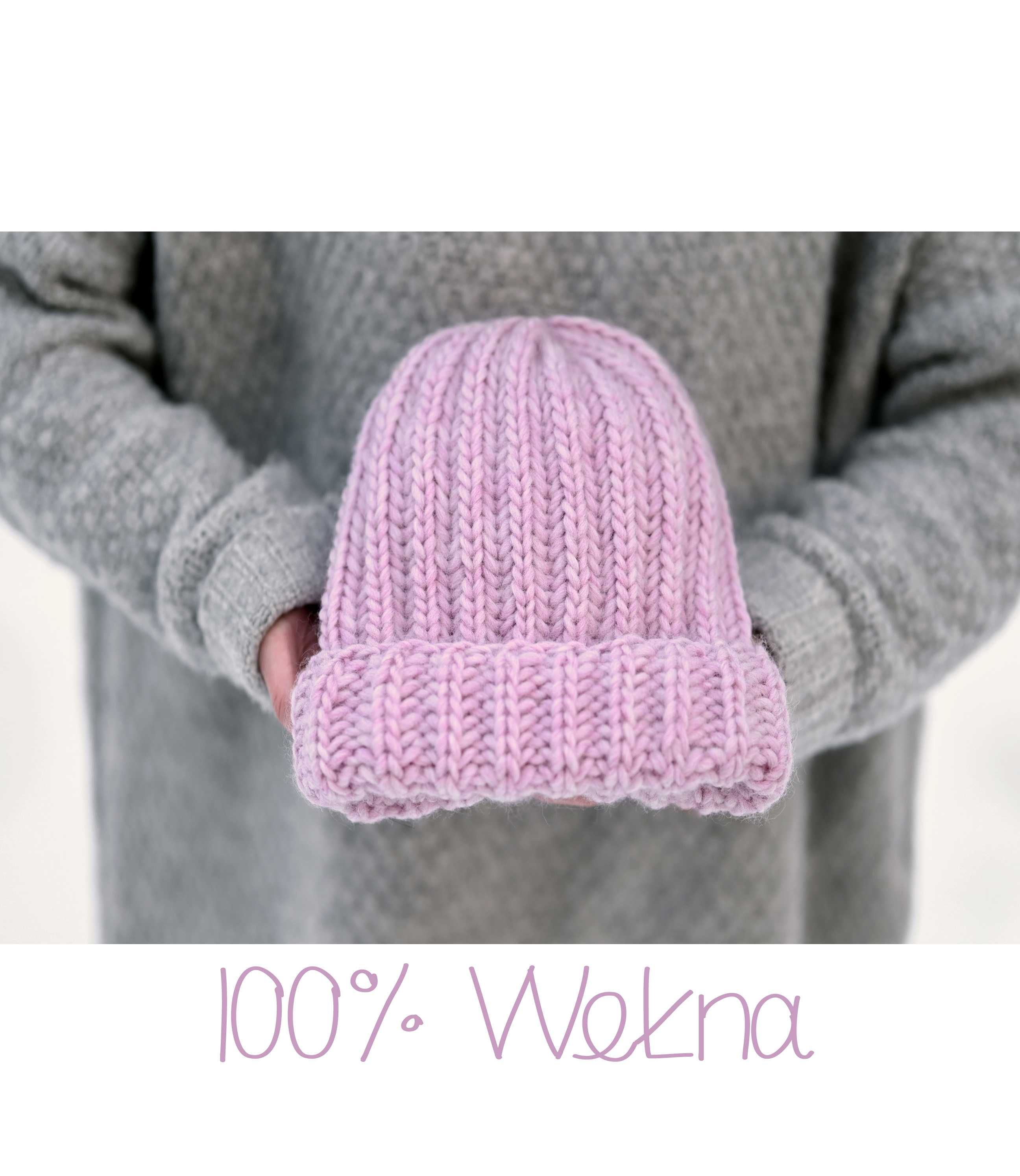 Zimowe grube ciepłe czapki wełniane beanie rękodzieło handmade