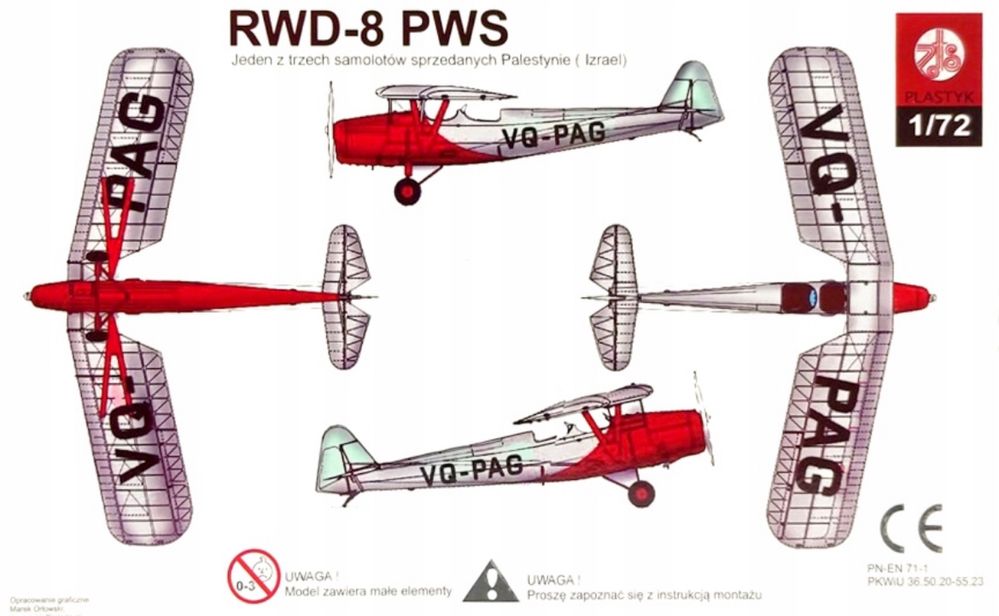 Model do sklejania RWD-8 PWS Lotnictwo Cywilne Palestyny Plastyk S059