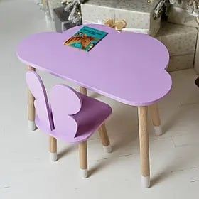 Дитячий столик хмарка і стільчик метелик фіолетовий, для ігор, занять.