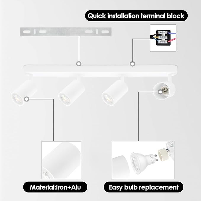 Eleganckie Białe Reflektory LED 4x5W z Regulacją do Wnętrz
