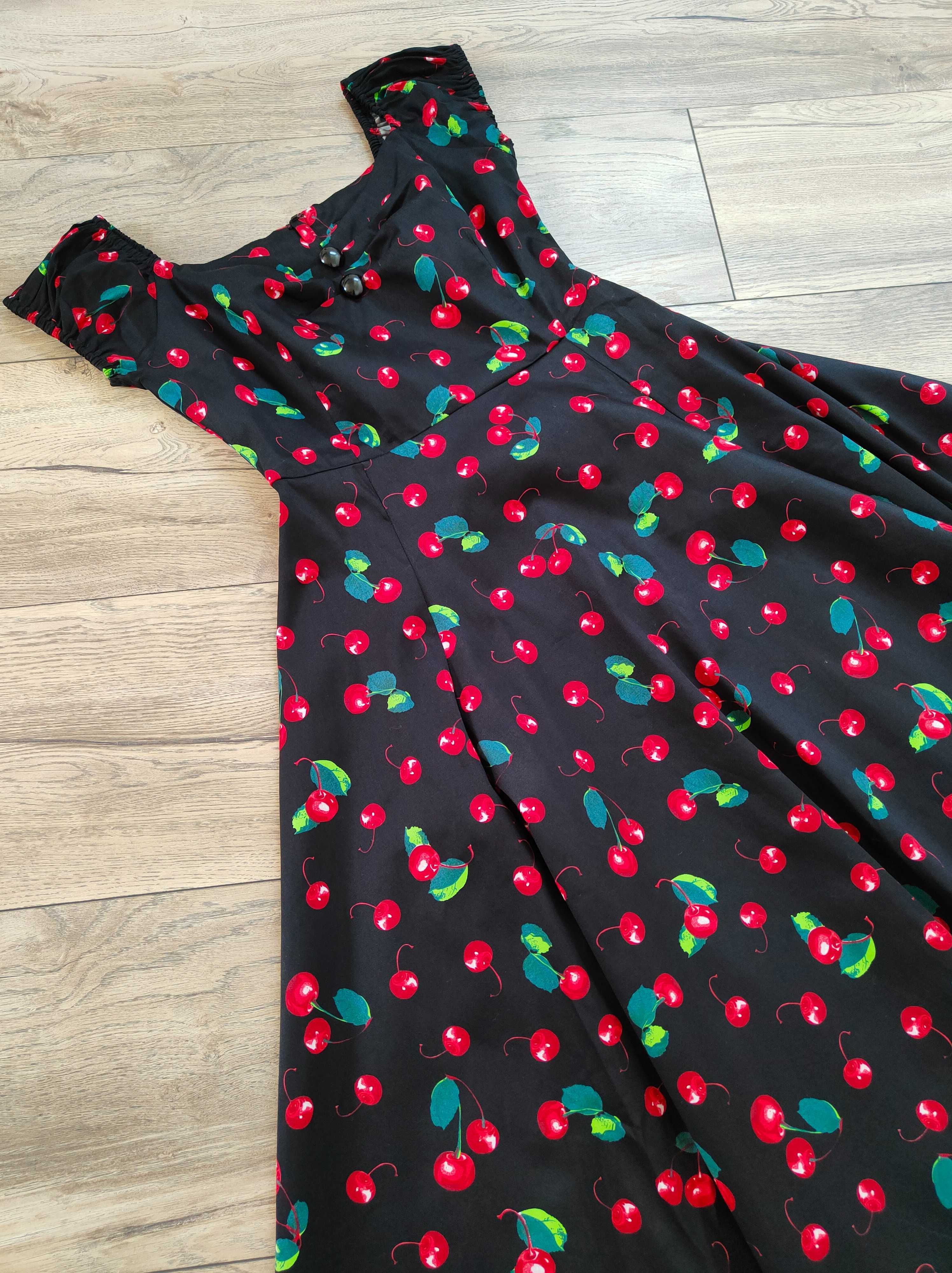 Piękna sukienka w wiśnie Collectif Dolores 50's Cherry Vintage Retro