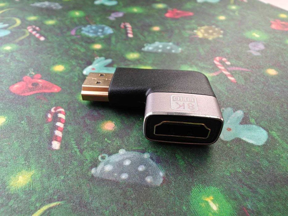Переходник угол бок прямой HDMI 2.1 Display Port 1.4 8K 60 Hz