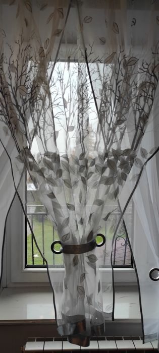 Firanka biało szara 500*160