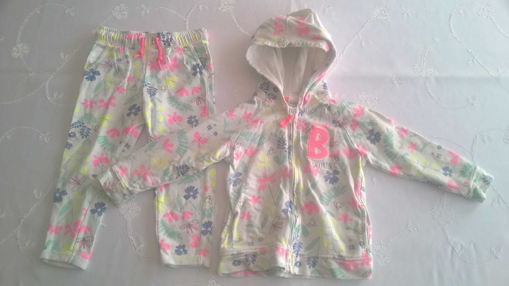 dres smyk cool club kremowo biały różowo zielony w kwiaty rozmiar 104