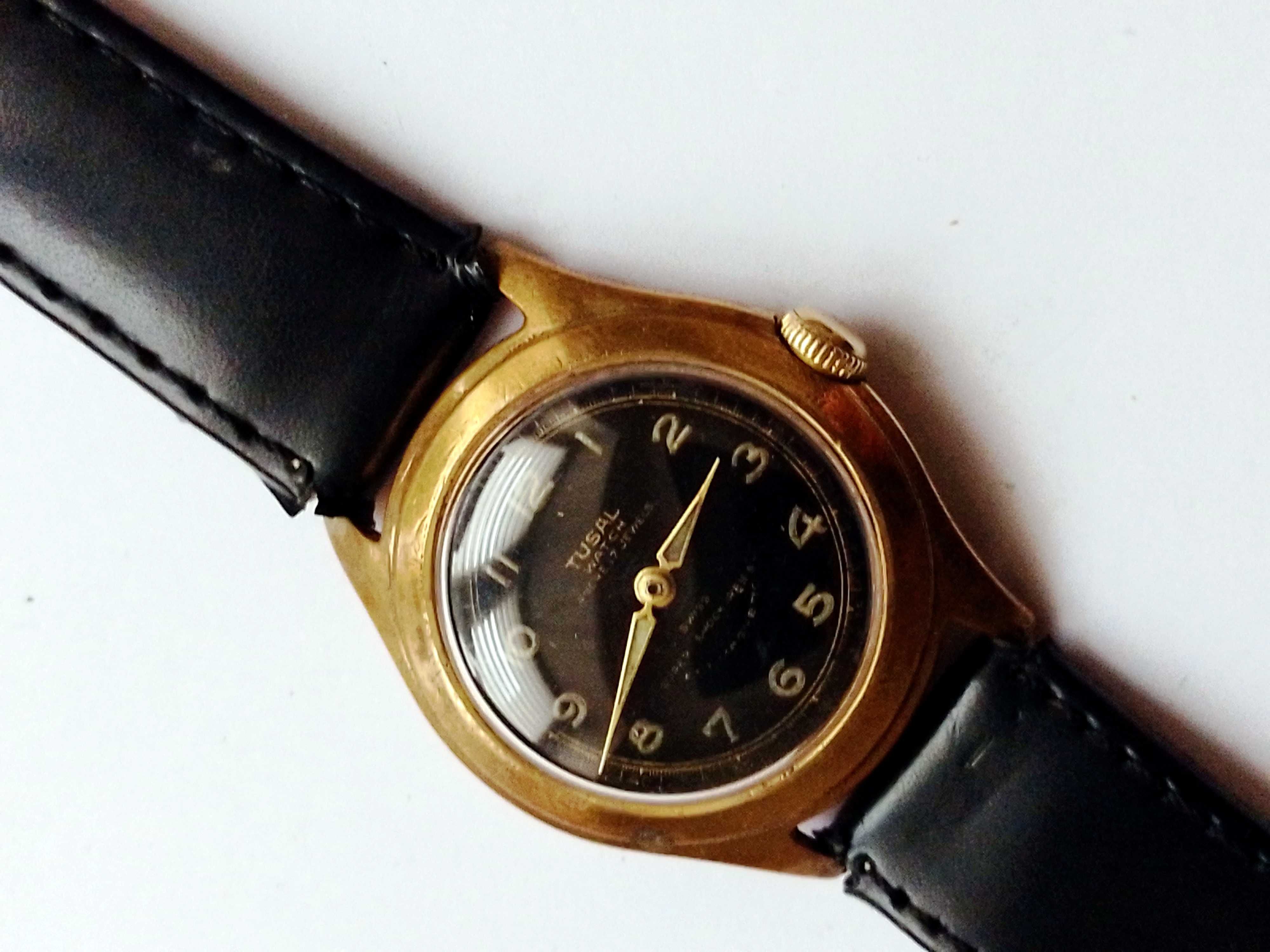 TUSAL z czarnym cyferblatem Au mechaniczny zegarek