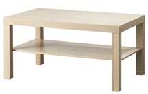 SPRZEDAM NOWY Stolik Lack dab bejcowany na bialo, 99x55 cm.