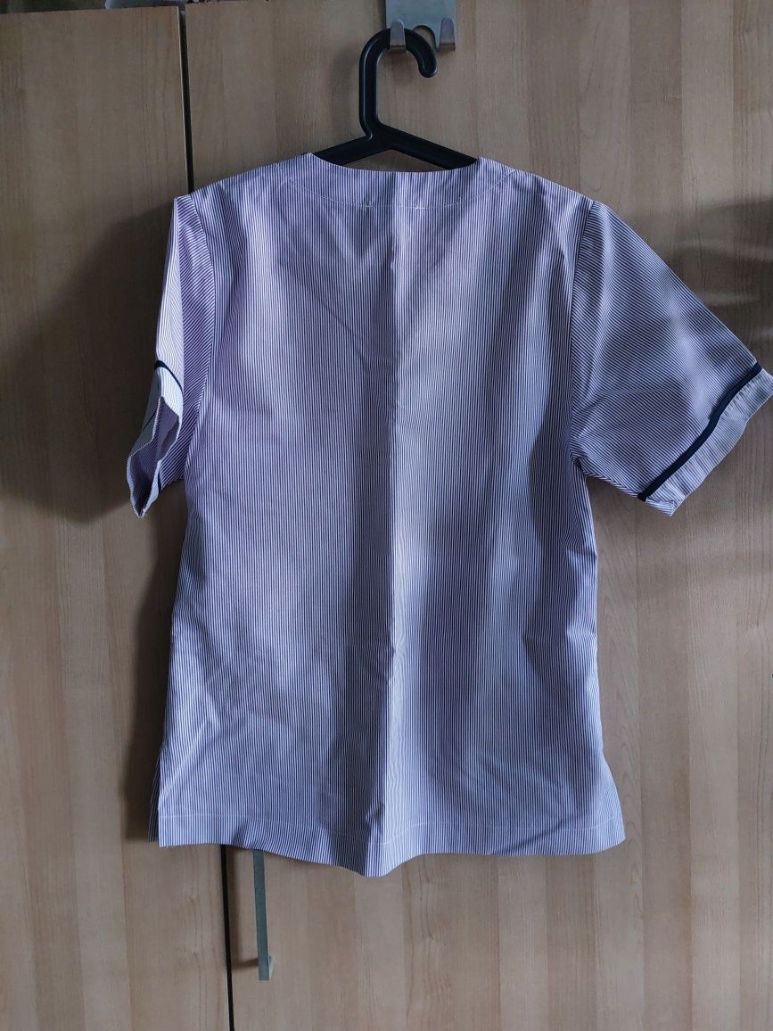 Bluza medyczna Endora Fioletowa w prążki z kieszeniami