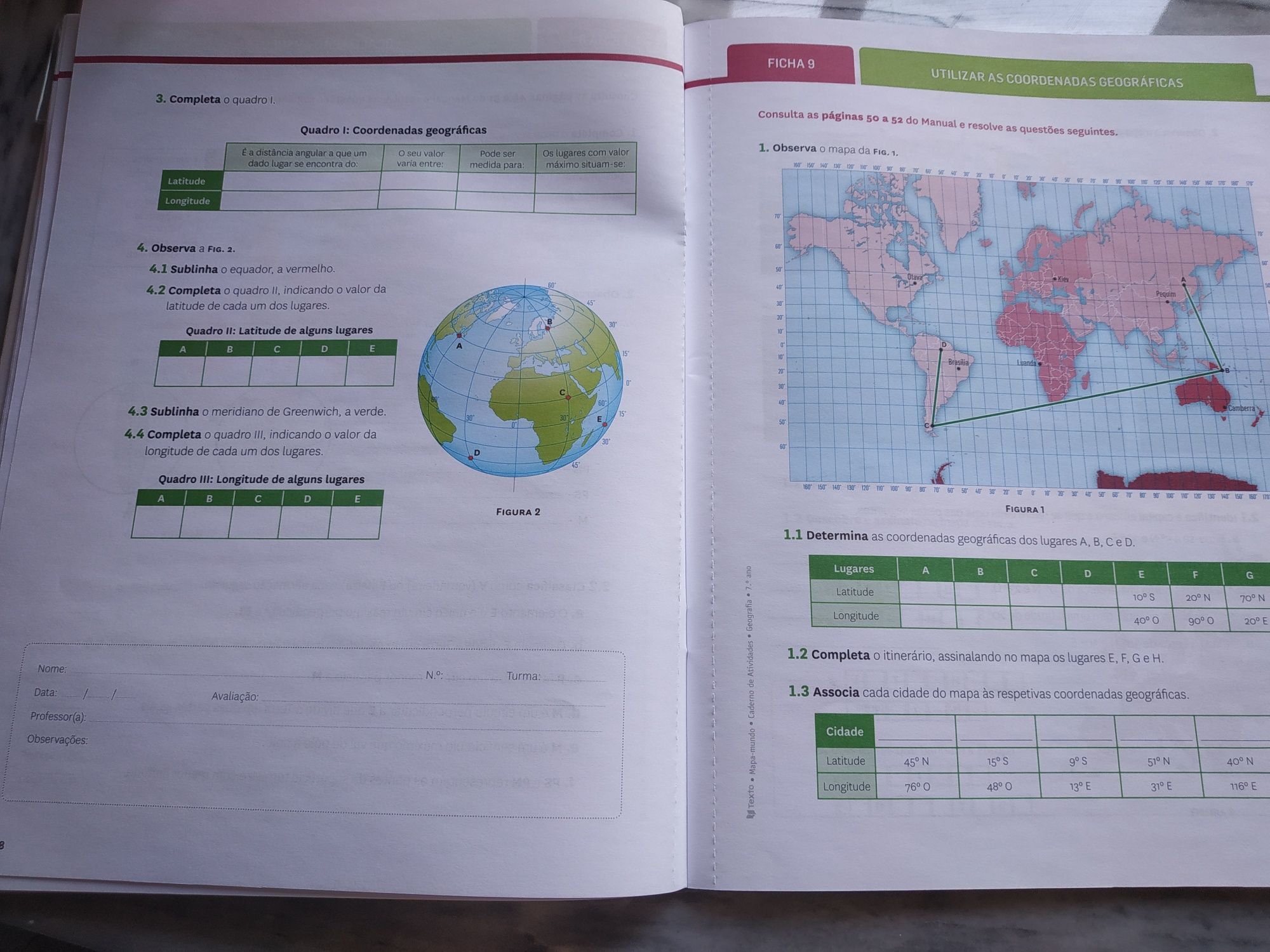 Vendo livro de actividades Mapa mundo 7 ano.