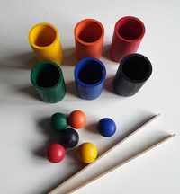 sorter kolorów - układanka lewopółkulowa drewniana Montessori 6 szt