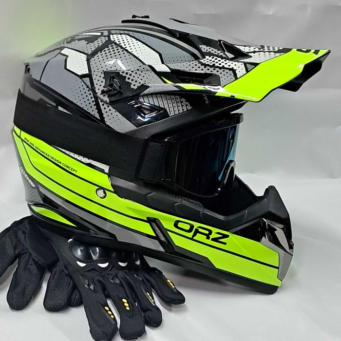 Мото шлем Orz Enduro Pit Bike + очки и перчатки в подарок