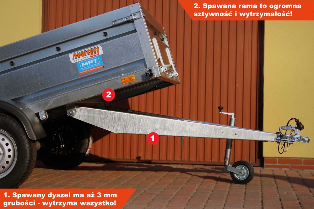 SPAWANA przyczepka 236x129x45 Neptun 236 PRR na resorach MOCNA!