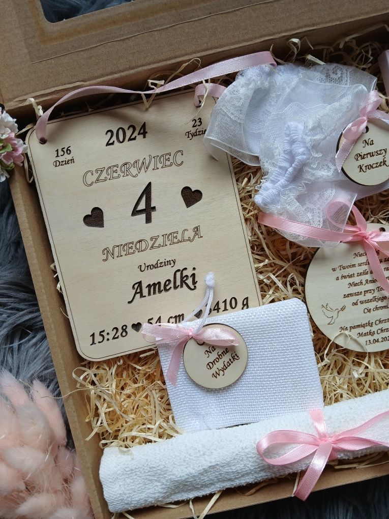 Pamiątka na chrzest prezent chrzciny upominek aniołek box