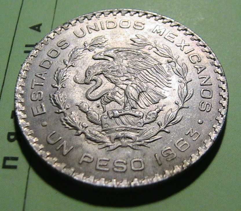 Мексика 1 песо 1963 Серебро Сохран