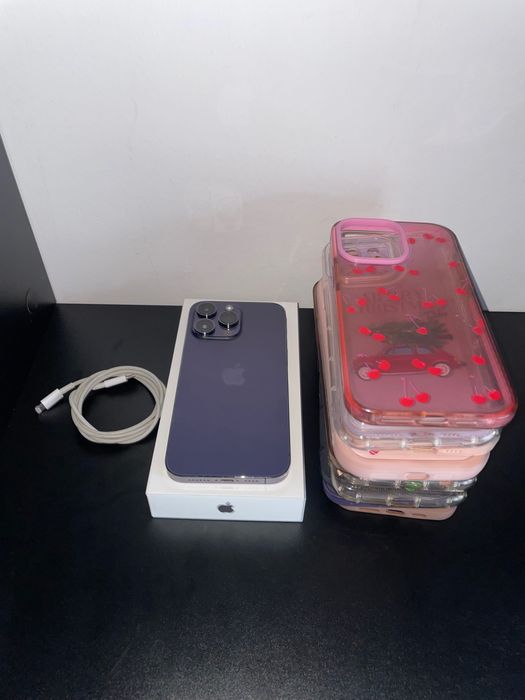 • DUŻY ZESTAW iPhone 14 Pro Max 128 Gb + Oryginalny kabel + 13 etui