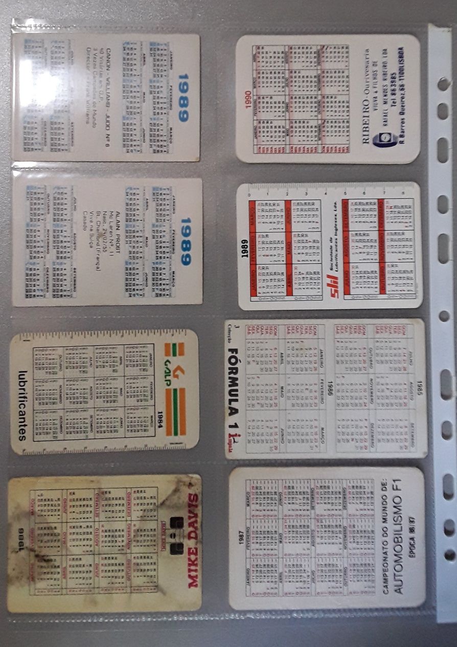 Calendários de bolso - Tema: Fórmula 1 (anos 80)