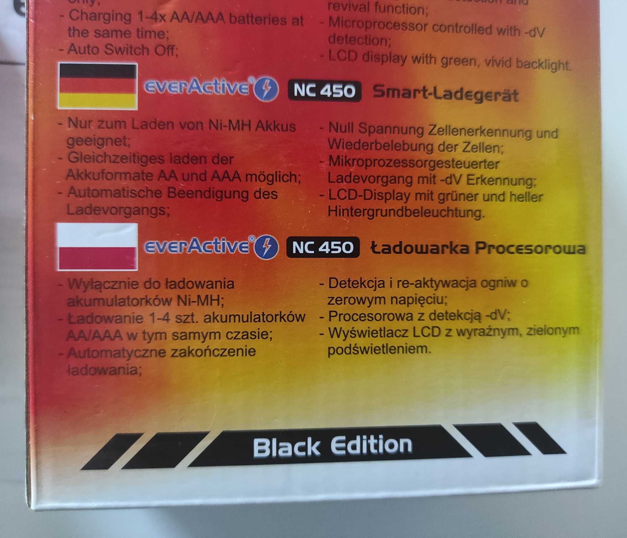 Ładowarka akumulatorków AA,AAA everActive NC-450 Black Edition