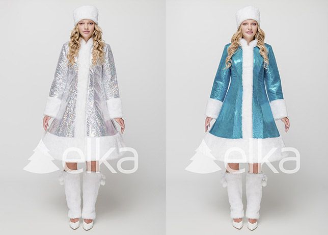 Костюм Снігуроньки Стелла біла, золото, блакитна шуба