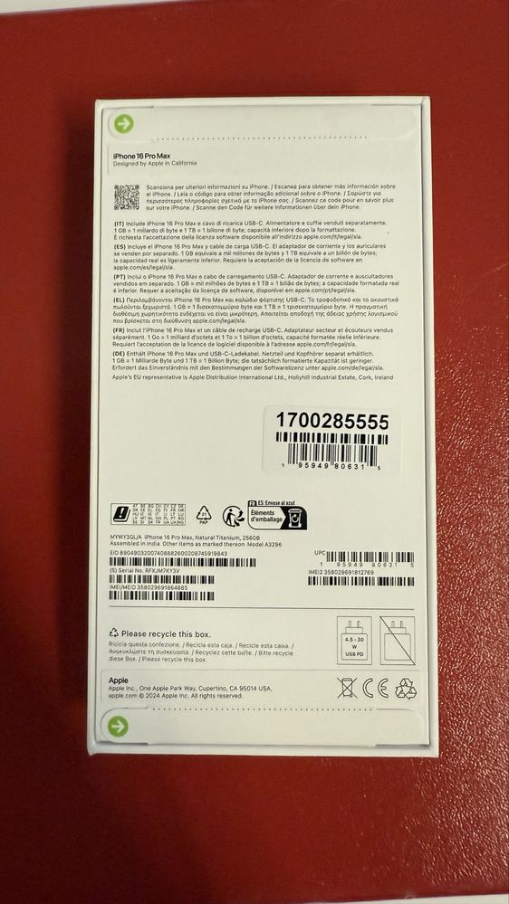 iPhone 16 pro Max 256GB Natural Titanium selado