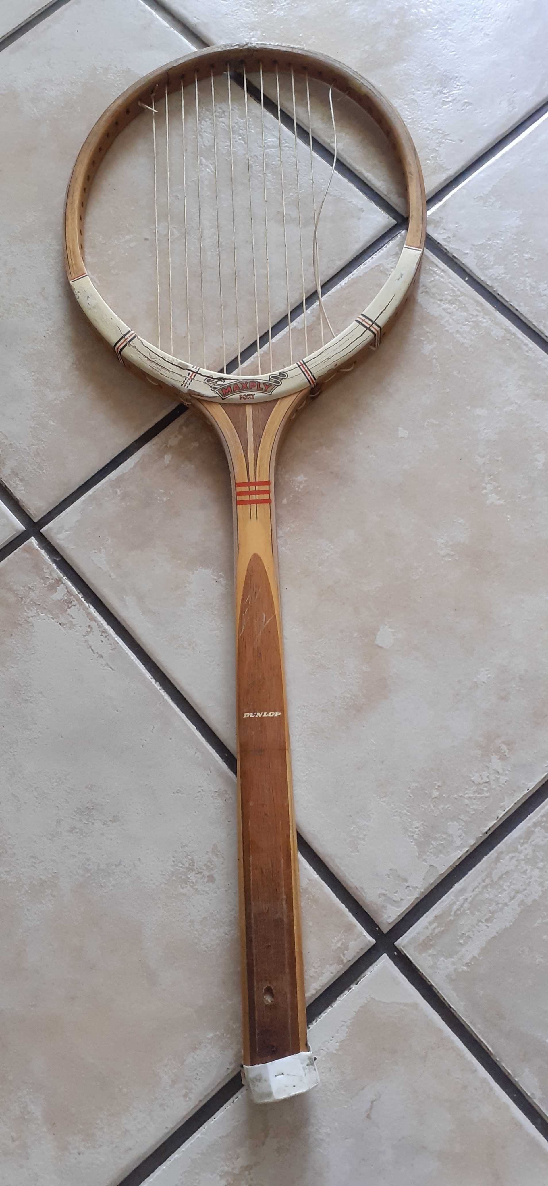 Drewniana rakieta tenisowa Dunlop, retro