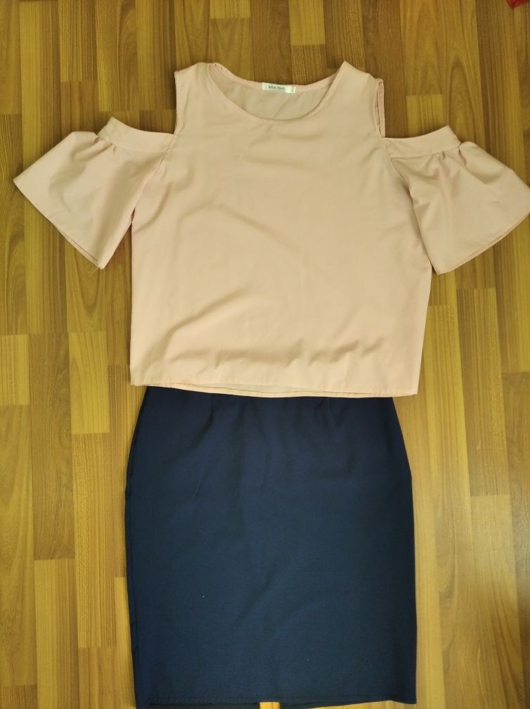 Блуза і спідниця 46 -48 L розмір, комплект літній софт
