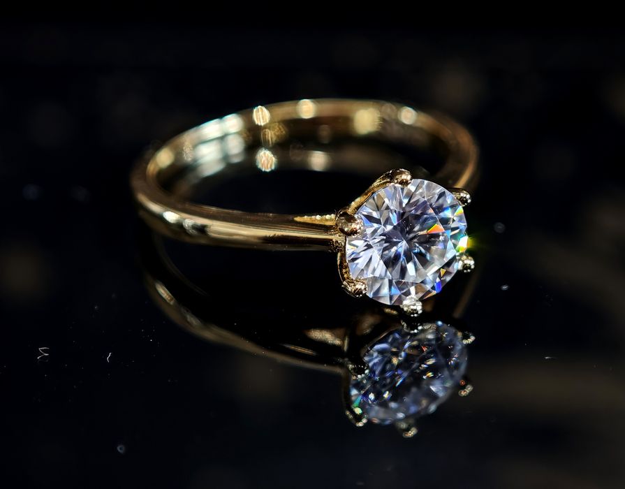 Srebrny pierścionek z 1crt diamentem Moissanitem pozłacany