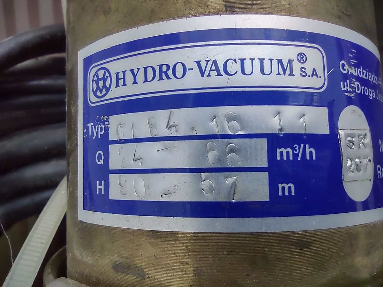 Pompa głebinowa Hydro Vacuum Gab.4 16 .2 2Kw 400V.